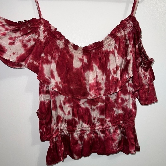 blue life open shoulder viscose top tie dye layer shirt size Small - Picture 7 of 11